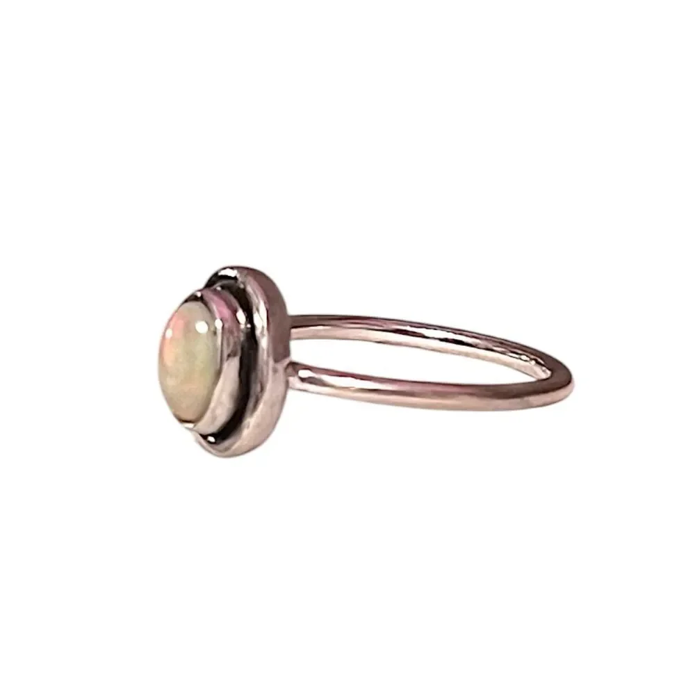 Genuine Ethiopian Opal Sterling Silver Ring Size 7